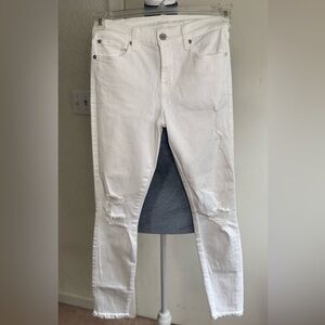 7 For All Mankind White Skinny Ankle Jeans